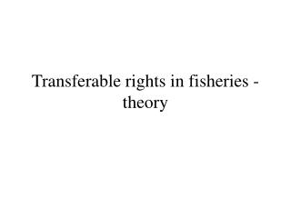 Transferable rights in fisheries - theory