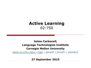 Active Learning 02-750