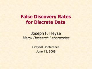 False Discovery Rates for Discrete Data