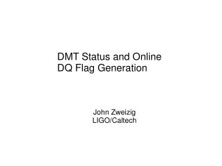 DMT Status and Online DQ Flag Generation