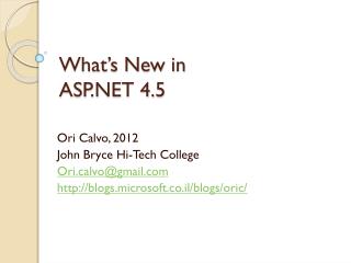 What’s New in ASP.NET 4.5