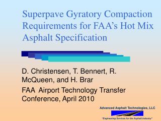 Superpave Gyratory Compaction Requirements for FAA’s Hot Mix Asphalt Specification