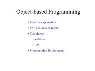 Object-based Programming
