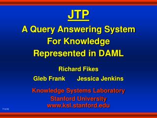 JTP A Query Answering System For Knowledge Represented in DAML