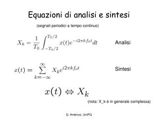 Equazioni di analisi e sintesi