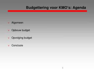 Budgettering voor KMO’s: Agenda