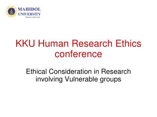 KKU Human Research Ethics conference