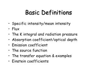 Basic Definitions