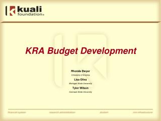 KRA Budget Development