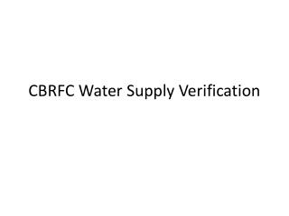 CBRFC Water Supply Verification