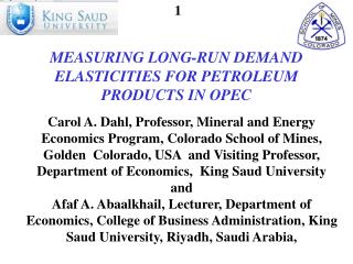 Measuring Long-Run Demand Elasticities for Petroleum Products in OPEC