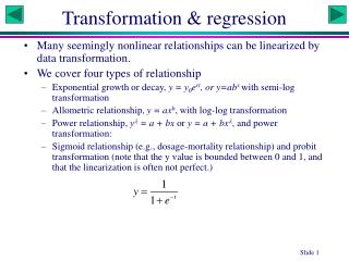Transformation &amp; regression