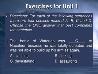 Exercises for Unit 1