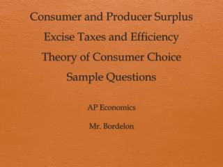 AP Economics Mr. Bordelon