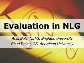 Evaluation in NLG