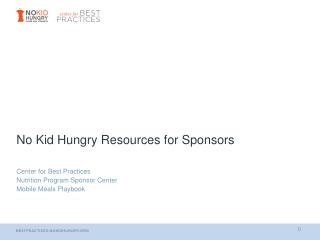 No Kid Hungry Resources for Sponsors