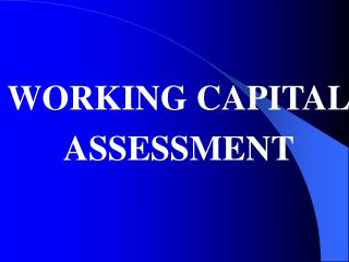 WORKING CAPITAL ASSESSMENT
