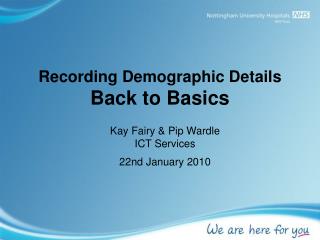 Recording Demographic Details Back to Basics