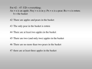 For 42 – 47: UD = everything;
