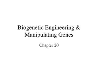 Biogenetic Engineering &amp; Manipulating Genes