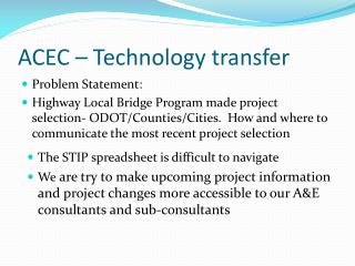 ACEC – Technology transfer