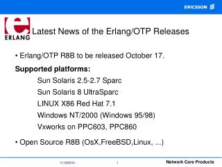 Latest News of the Erlang/OTP Releases