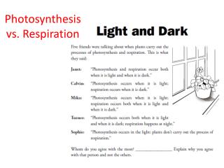 Photosynthesis vs. Respiration