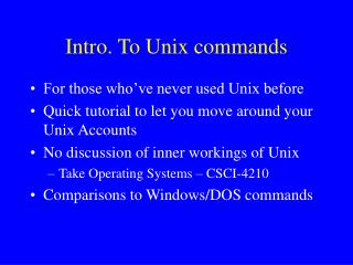 Intro. To Unix commands