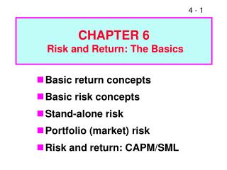 CHAPTER 6 Risk and Return: The Basics