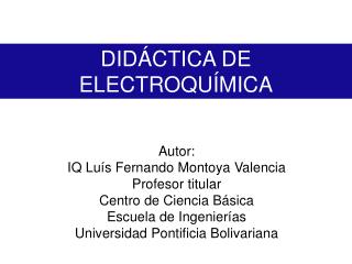 DIDÁCTICA DE ELECTROQUÍMICA