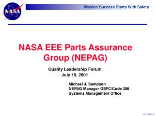 NASA EEE Parts Assurance Group (NEPAG)