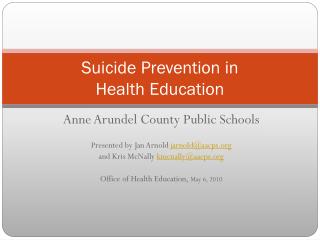 Suicide Prevention in Health Education