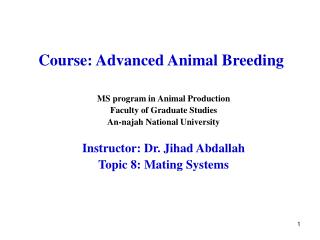Course: Advanced Animal Breeding