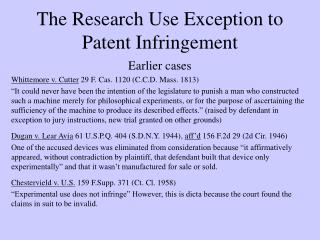 The Research Use Exception to Patent Infringement