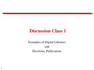 Discussion Class 1