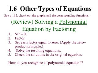 (Review) Solving a Polynomial Equation by Factoring