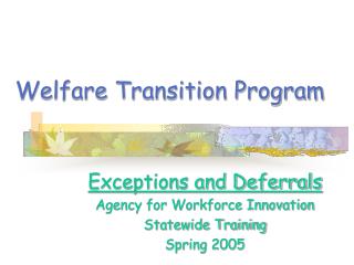 Welfare Transition Program