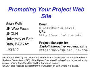 Promoting Your Project Web Site