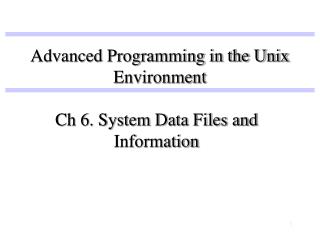 Advanced Programming in the Unix Environment
