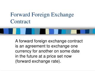 Forward Foreign Exchange Contract