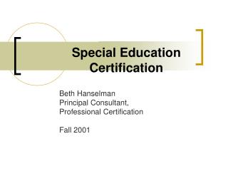 Special Education Certification