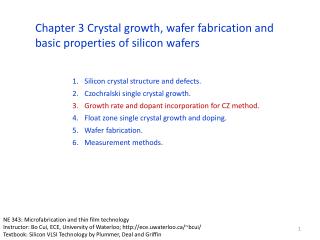 Silicon crystal structure and defects. Czochralski single crystal growth.