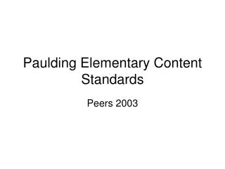 Paulding Elementary Content Standards