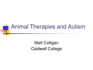 Animal Therapies and Autism