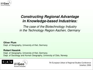 Oliver Plum Dept. of Geography, University of Kiel, Germany Robert Hassink