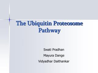 The Ubiquitin Proteosome Pathway