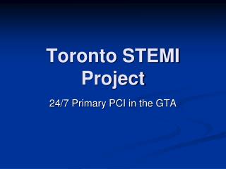 Toronto STEMI Project