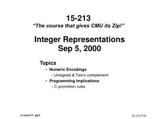 15-213 “The course that gives CMU its Zip!”
