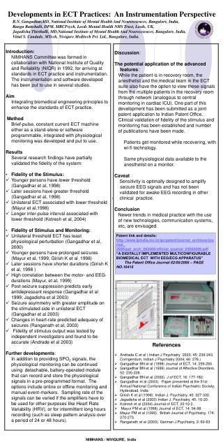 Developments in ECT Practices: An Instrumentation Perspective