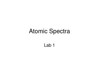 Atomic Spectra